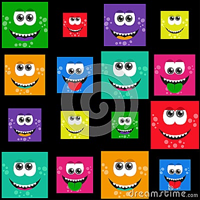 Square colorful smiles - vector set or pattern Vector Illustration