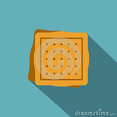 Square cookies icon, flat style Vector Illustration