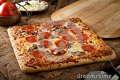 Square Crust Flatbread Pizza Stock Photo