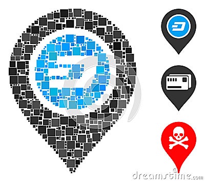 Square Dash Map Pointer Icon Vector Collage Stock Photo