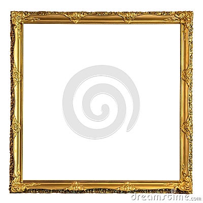 Square decorative golden picture frame Stock Photo
