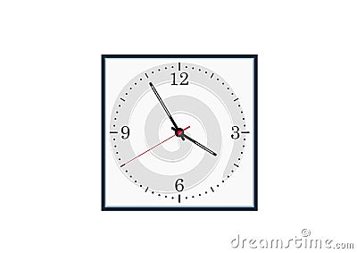 Square dial clock isolated vector image Vector Illustration