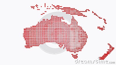 A square dots pattern map of Australia, created using a dotted pixel design to represent the continent. Vector Illustration