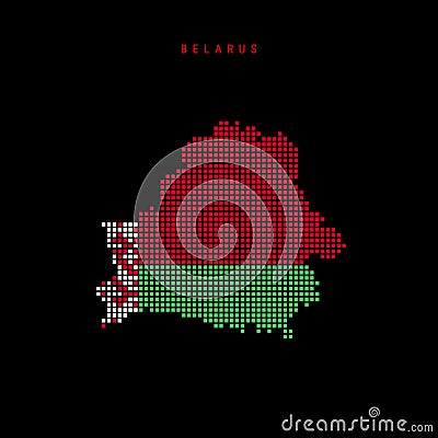 Square dots pattern map of Belarus. Dotted pixel map with flag colors. Vector illustration Vector Illustration