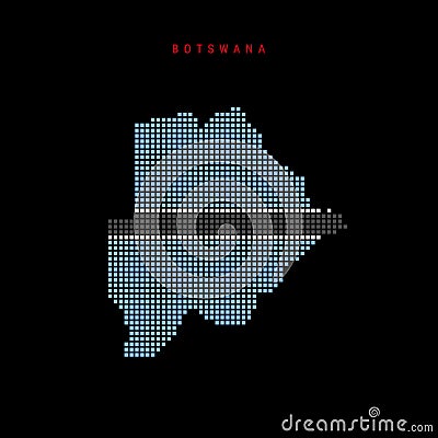 Square dots pattern map of Botswana. Dotted pixel map with flag colors. Vector illustration Cartoon Illustration