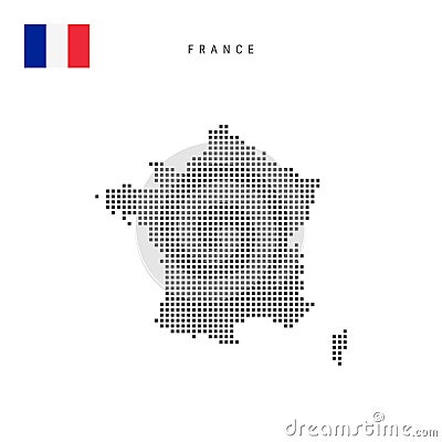 Square dots pattern map of France. French dotted pixel map with flag. Vector illustration Vector Illustration