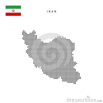 Square dots pattern map of Iran. Iranian dotted pixel map with flag. Vector illustration Vector Illustration