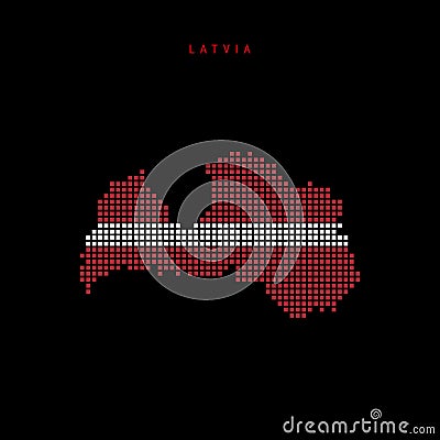 Square dots pattern map of Latvia. Dotted pixel map with flag colors. Vector illustration Cartoon Illustration