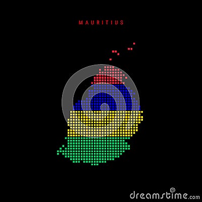 Square dots pattern map of Mauritius. Dotted pixel map with flag colors. Vector illustration Vector Illustration