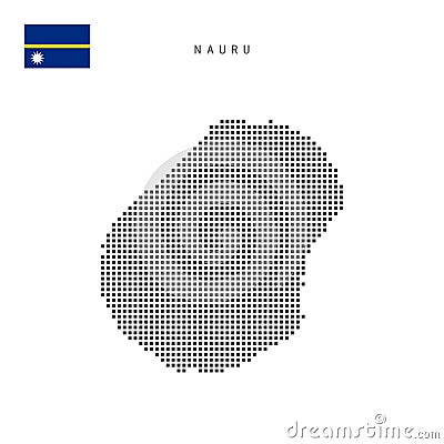 Square dots pattern map of Nauru. Nauruan dotted pixel map with flag. Vector illustration Cartoon Illustration