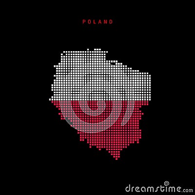 Square dots pattern map of Poland. Dotted pixel map with flag colors. Vector illustration Vector Illustration
