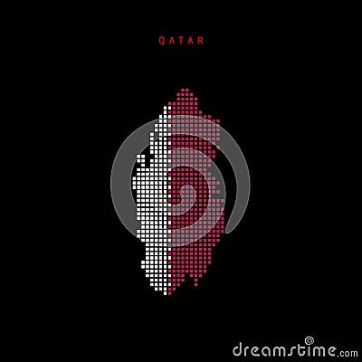 Square dots pattern map of Qatar. Dotted pixel map with flag colors. Vector illustration Vector Illustration