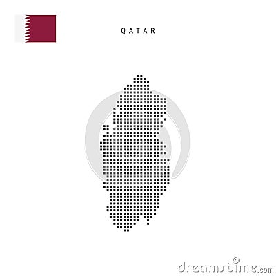Square dots pattern map of Qatar. Qatari dotted pixel map with flag. Vector illustration Vector Illustration