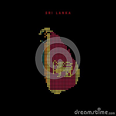 Square dots pattern map of Sri Lanka. Dotted pixel map with flag colors. Vector illustration Vector Illustration