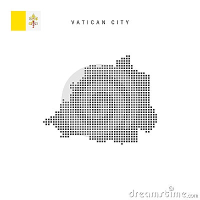 Square dots pattern map of Vatican City. Dotted pixel map with flag. Vector illustration Vector Illustration