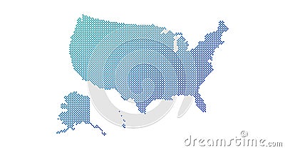 Square Dotted gradient USA map for backgrounds, brochures web. vector illustration isolated on white background Cartoon Illustration