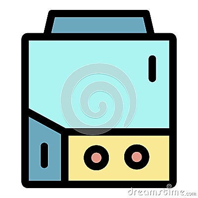 Square electric boiler icon color outline vector Vector Illustration