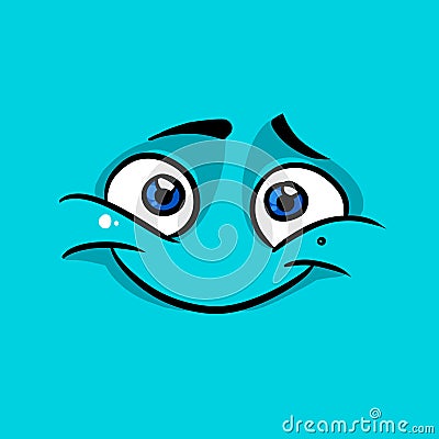 Square emotion icon face kind cartoon illustration Cartoon Illustration