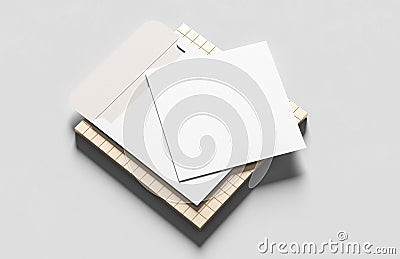 Square envelope and invitation mock up isolated on white background. 3D illustration Stock Photo