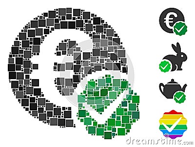 Square Euro Only Icon Vector Mosaic Vector Illustration