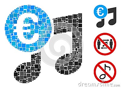 Square Euro Music Notes Icon Vector Collage Stock Photo