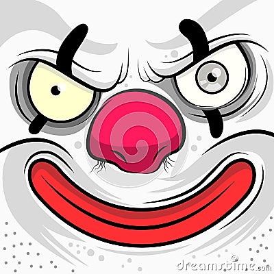 Square Faced Evil Clown Vector Illustration