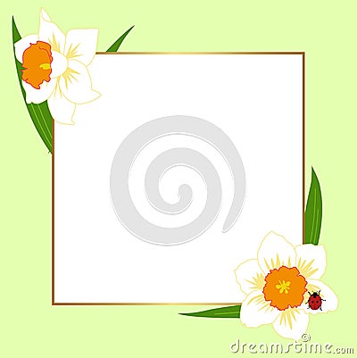 Square floral festive frame. template for a photo or congratulate Vector Illustration