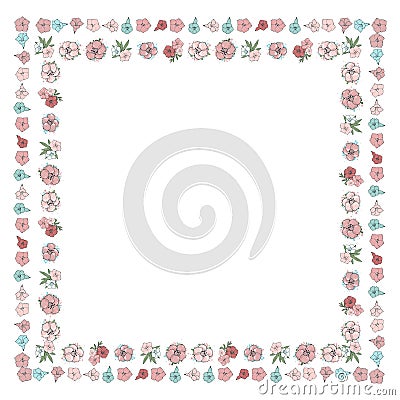 Square floral frame Vector Illustration