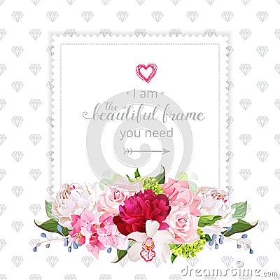 Square floral vector design frame Vector Illustration