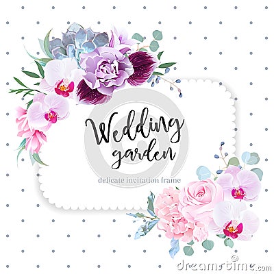 Square floral vector design frame Vector Illustration