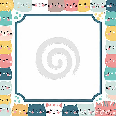 a square frame with a bunch of cats on it Stock Photo