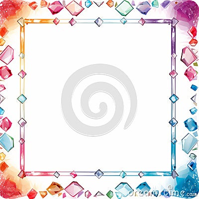 a square frame with colorful gems on it Stock Photo