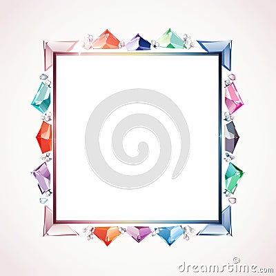 a square frame with colorful gems on it Stock Photo