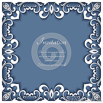 Square frame with cutout paper swirls Vector Illustration