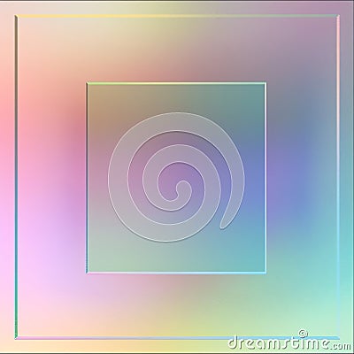 Square frame filled with a harmonious blend of gradient colors, smoothly transitioning with an overall blurred texture Stock Photo