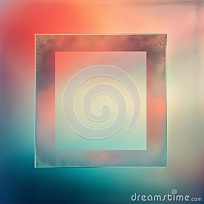 Square frame filled with a harmonious blend of gradient colors, smoothly transitioning with an overall blurred texture Stock Photo