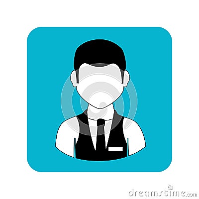 Square frame with half body man with waistcoat and tie Vector Illustration