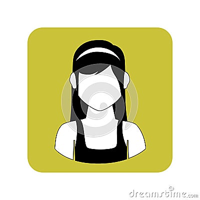 Square frame with half body woman with shirt sleeveless Vector Illustration