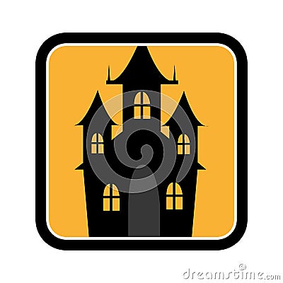 Square frame of halloween with scary casttle Vector Illustration