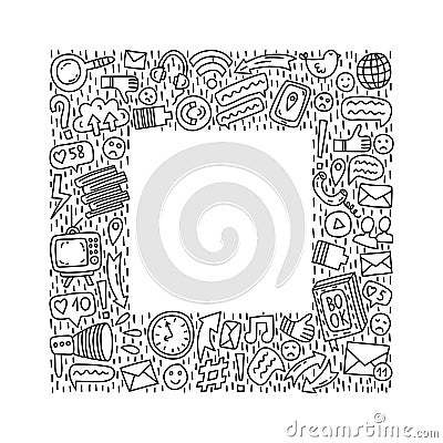 Square frame with Informational overload illustration Vector Illustration