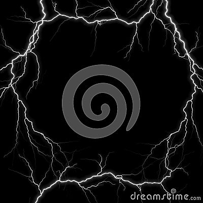 Square Frame made of Lightnings - Isolated Stock Photo