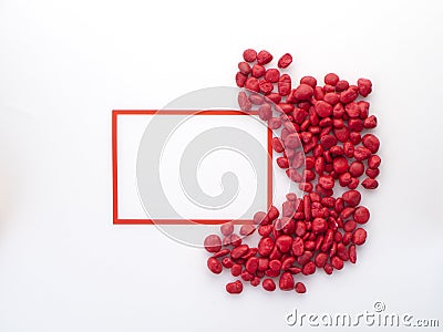 Square frame with red stoneon white Stock Photo