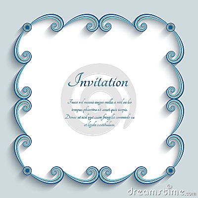 Square frame with swirly paper border Vector Illustration