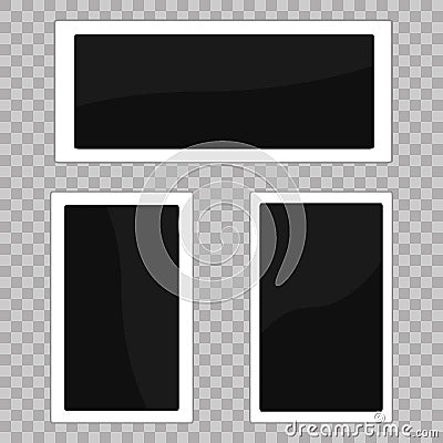 Square frame template. White plastic border on a transparent background. Vector illustration. Photorealistic Vector EPS10 Retro Ph Vector Illustration