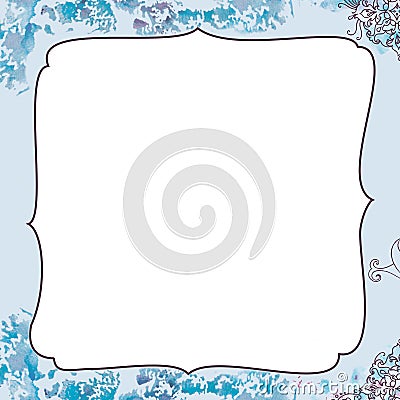 Square frame with winter blue frosty christmas pattern Stock Photo