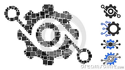 Square Gear Solution Icon Vector Collage Vector Illustration