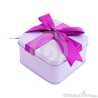 Square gift box with a bow Stock Photo