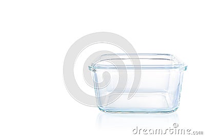 Square glass kitchen bowl on white background Stock Photo