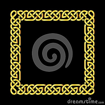 Square golden celtic knots vector frame Vector Illustration