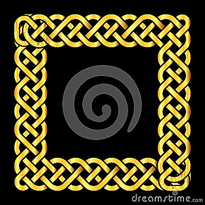 Square golden celtic knots vector frame Vector Illustration